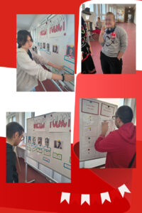      Uczennica rozwiązująca zadanie o tematyce patriotycznej.
    13. Uczennica pozująca do zdjęcia na tle tablicy z zadaniami o tematyce patriotycznej.
    14. Uczeń rozwiązujący zadanie o tematyce patriotycznej.
    15. Uczeń rozwiązujący zadanie o tematyce patriotycznej.