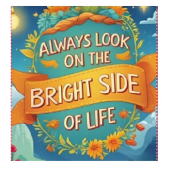 Tekst alternatywny: plakat projektowy z tytułem w języku angielskim "Always look on the bright side of life"